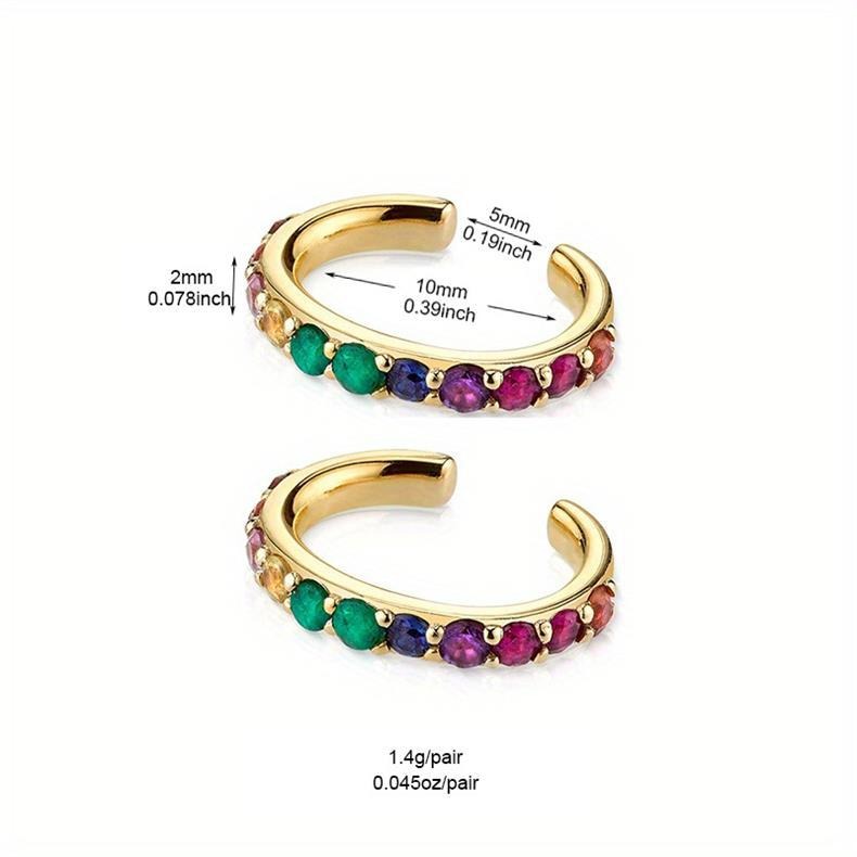 Rainbow Dopamine 14K Gold S925 Silver Colorful Gemstone Stacking Earrings Set