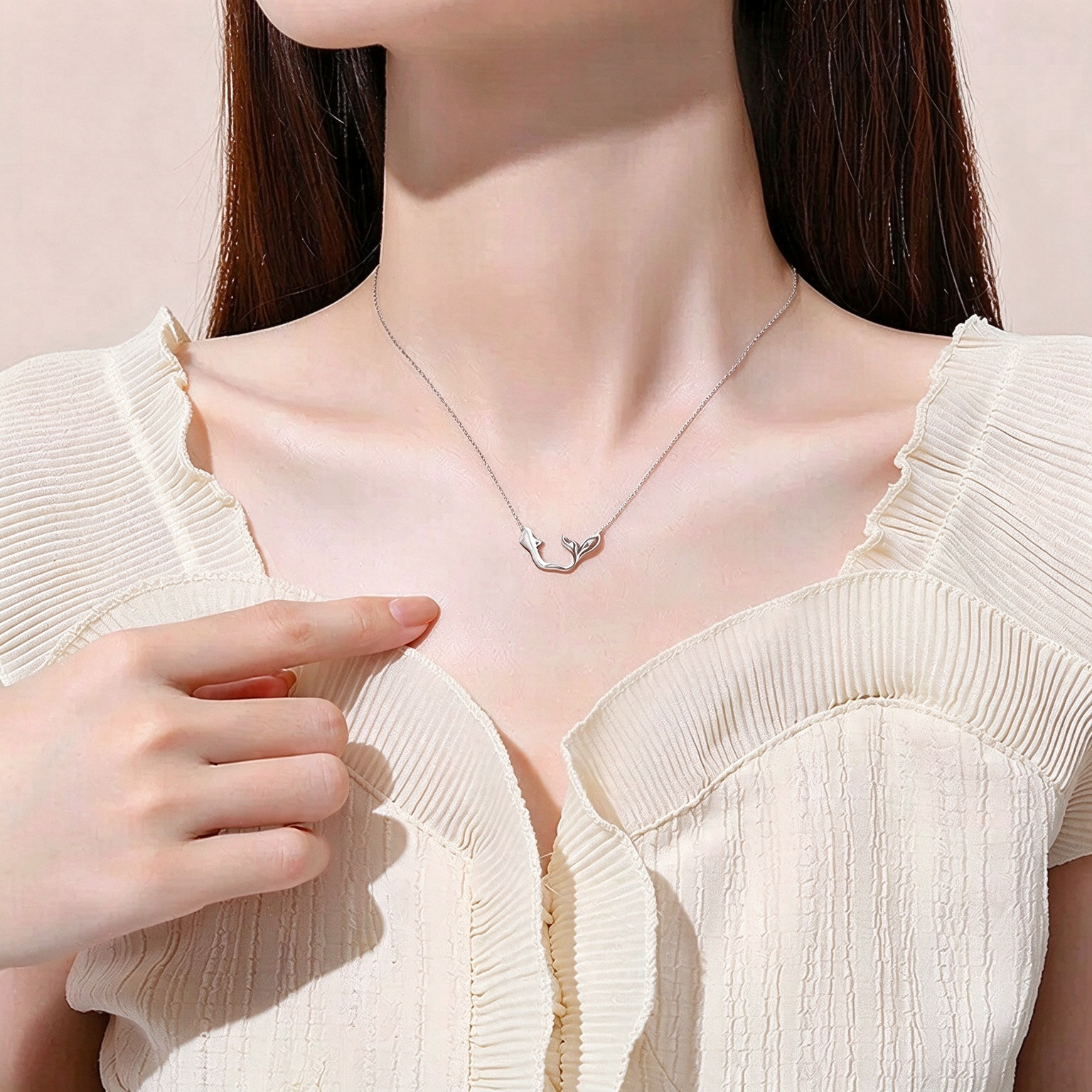 S925 Sterling Silver "Rest of My Life" Mermaid Tail Necklace | Romantic CZ Accent Collar Necklace Gift for Her