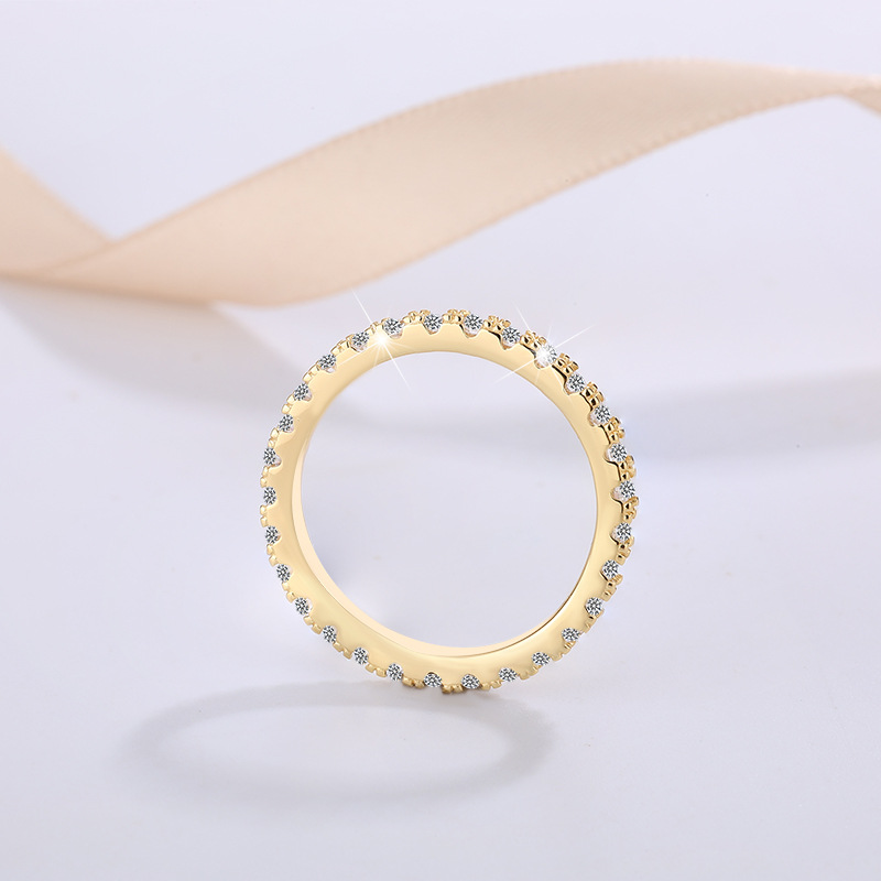 S925 Sterling Silver Eternity Band Ring, Full Paved Moissanite Stackable Wedding Ring