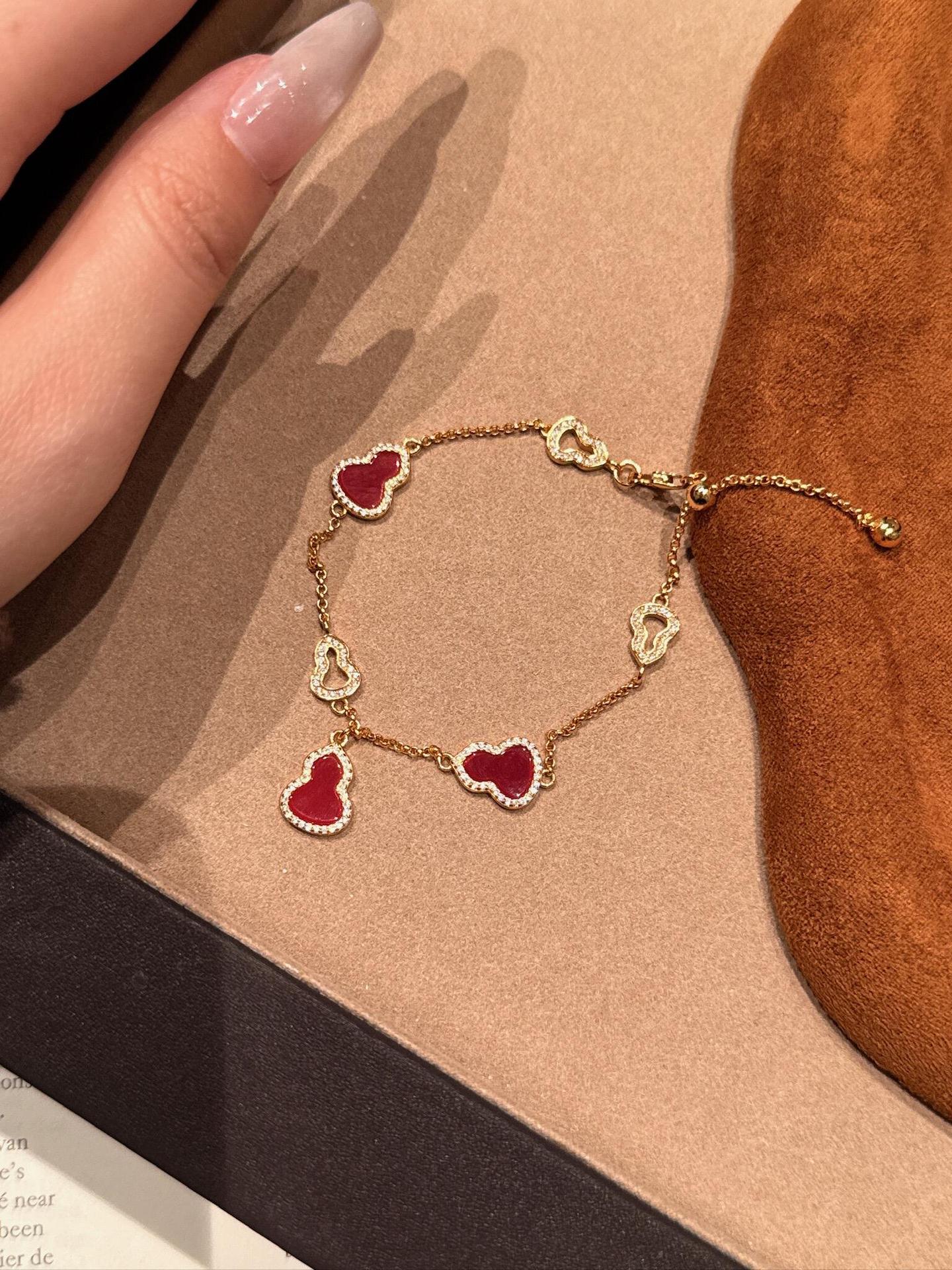 S925 Sterling Silver Fortune Gourd Charm Bracelet | Red Agate & Mother of Pearl Luck Bracelet for Women