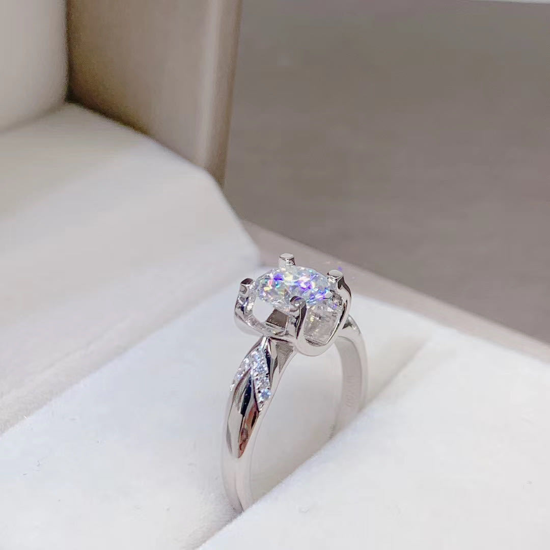 S925 Sterling Silver Moissanite Engagement Ring