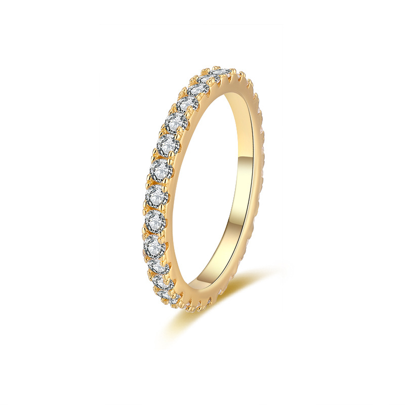 S925 Sterling Silver Eternity Band Ring, Full Paved Moissanite Stackable Wedding Ring
