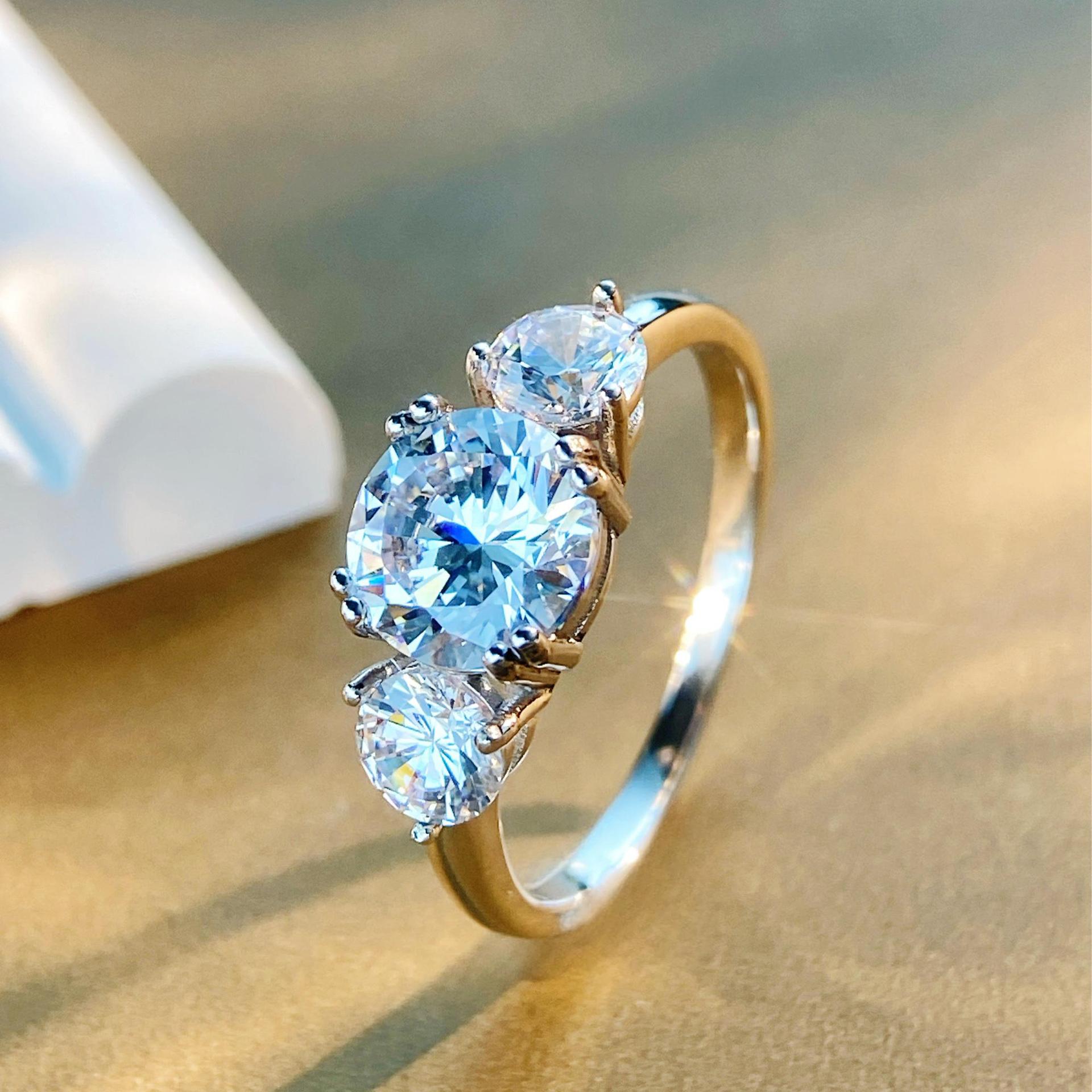 Special Design Shiny Three Moissanite Ring