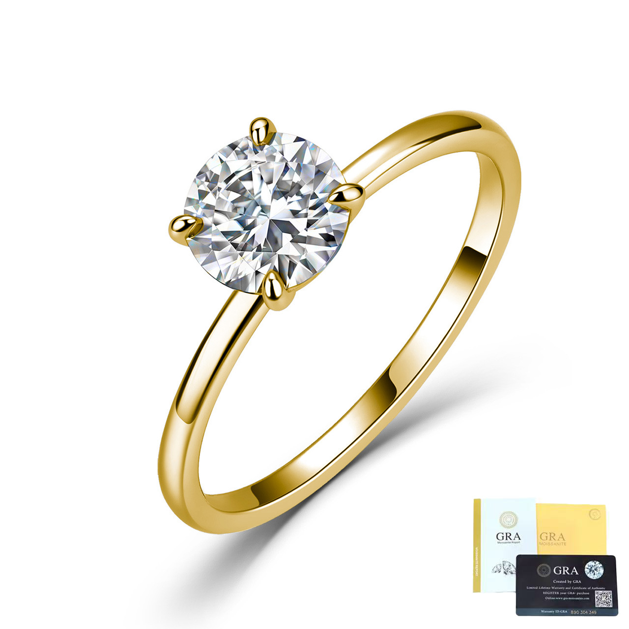 S925 Silver 4-Prong Solitaire Moissanite Ring