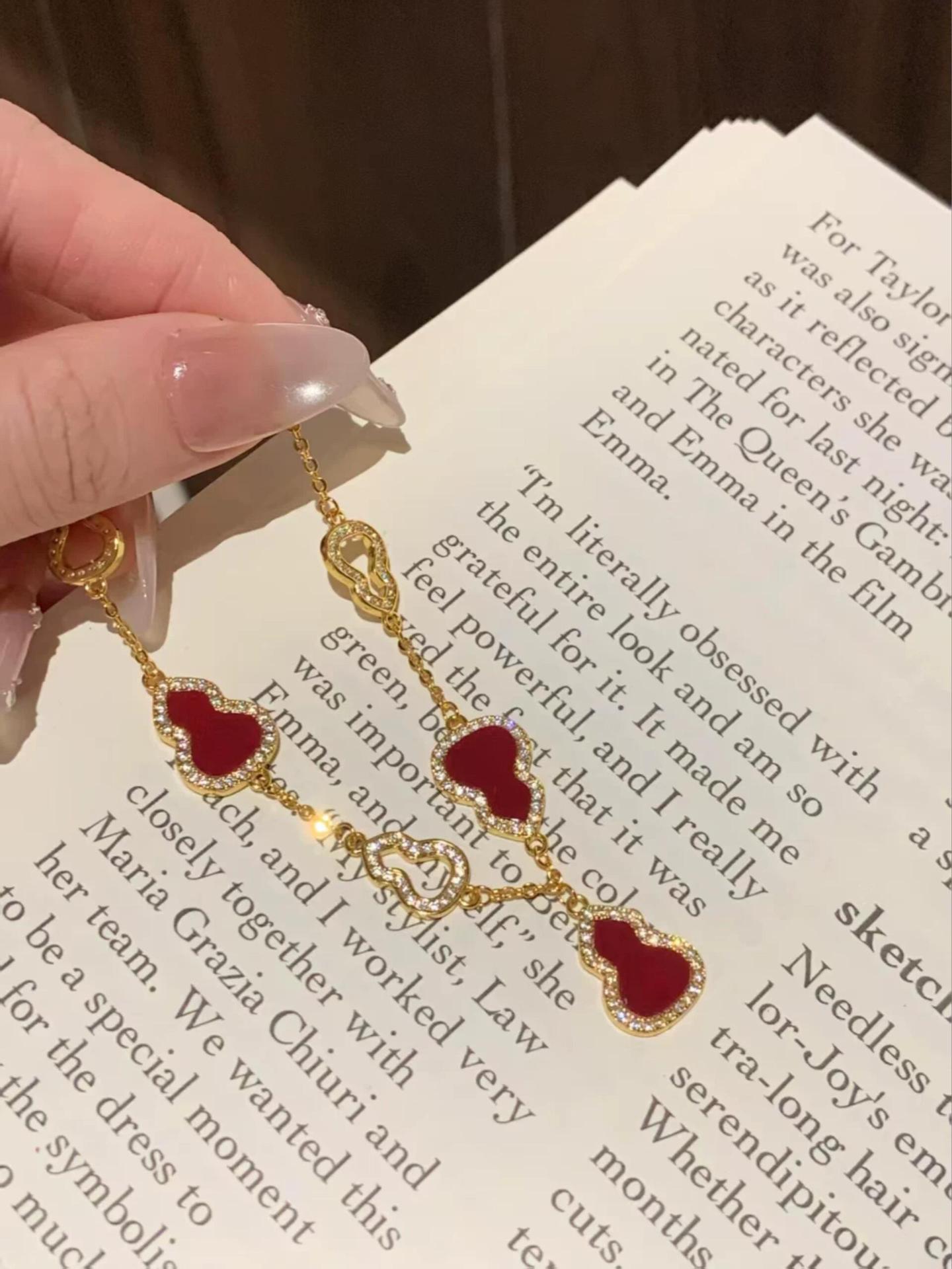 S925 Sterling Silver Fortune Gourd Charm Bracelet | Red Agate & Mother of Pearl Luck Bracelet for Women