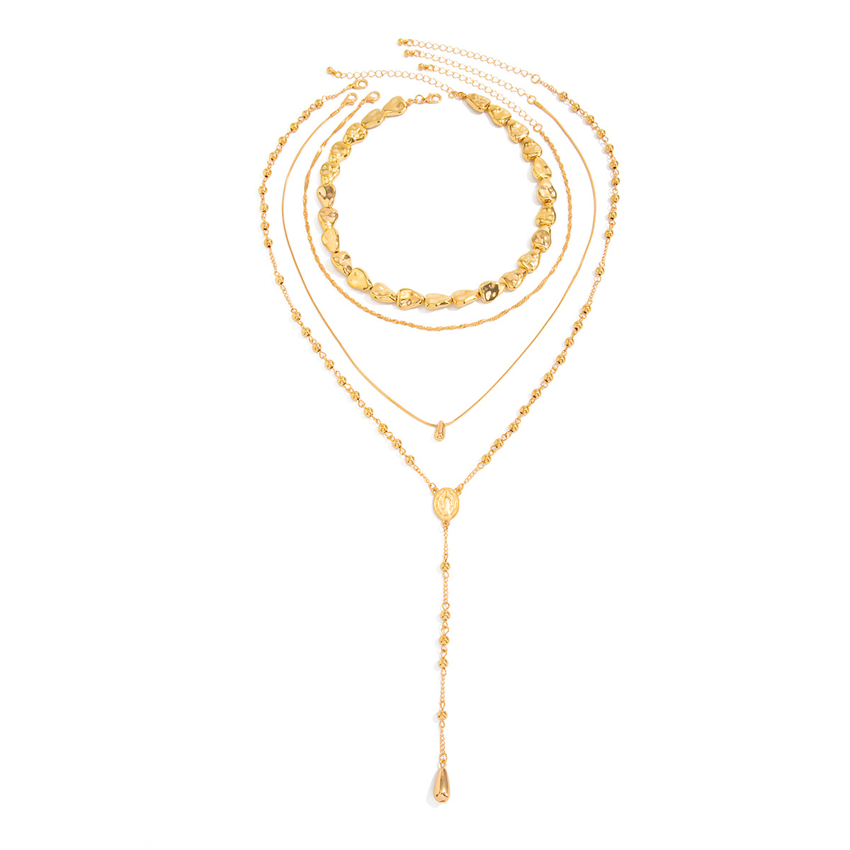 Irregular CCB Bead Layered Y Lariat Necklace Women Minimalist Ins Style Choker Collarbone Chain