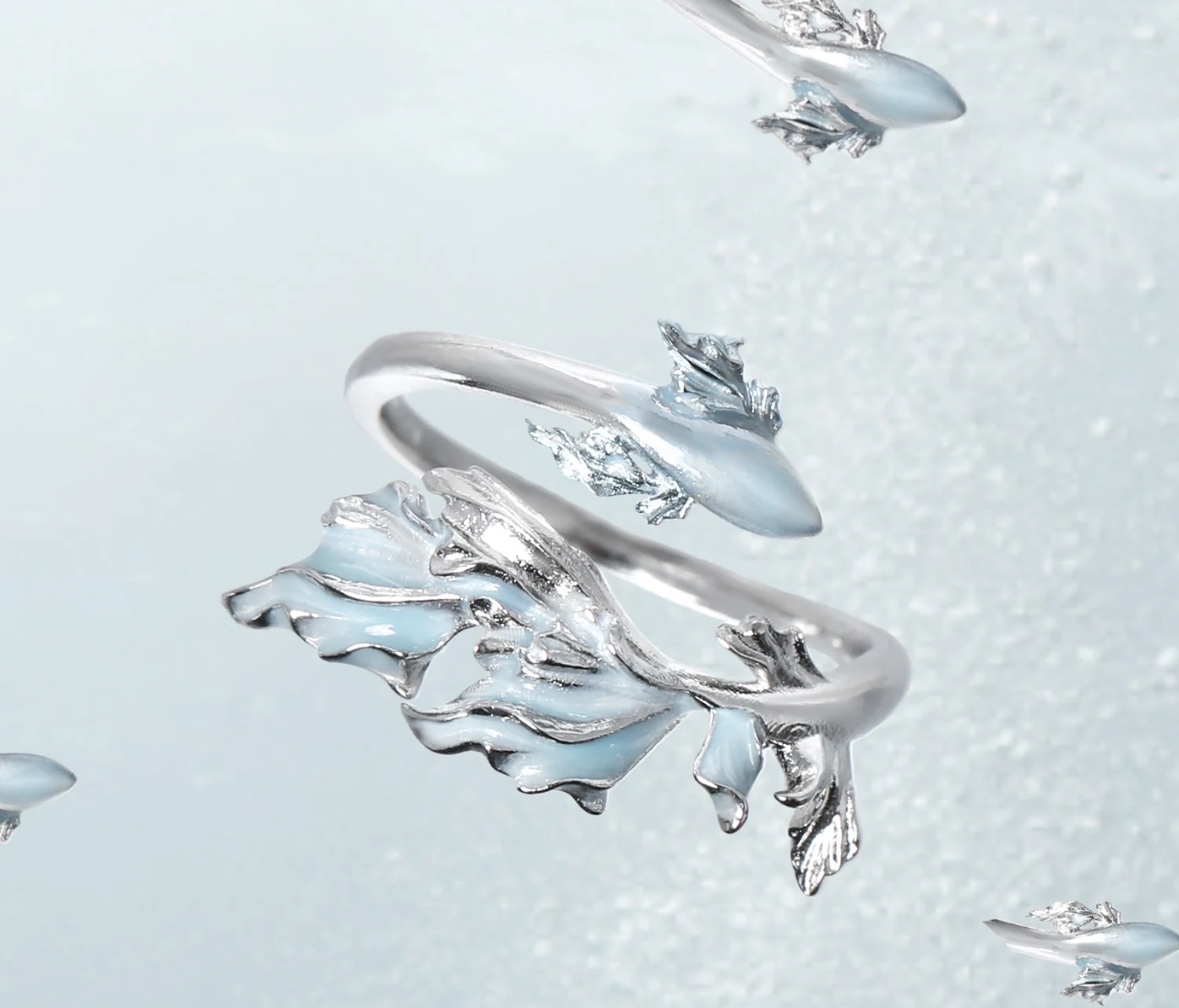925 Sterling Silver Gradient Enamel Fish Open Ring | Original Niche Luxury Adjustable Statement Ring (2 Colors)