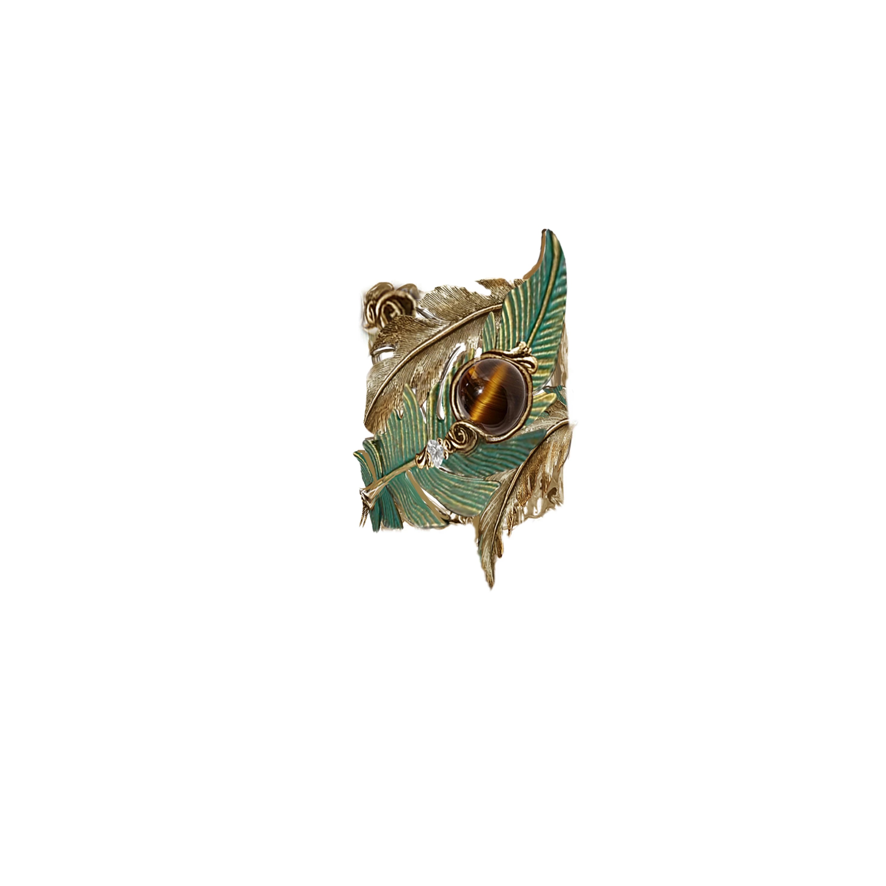 Vintage Exotic Bohemian Green Feather Tassel Ponytail Claw Clip | Original Ancient Style Hair Accessory