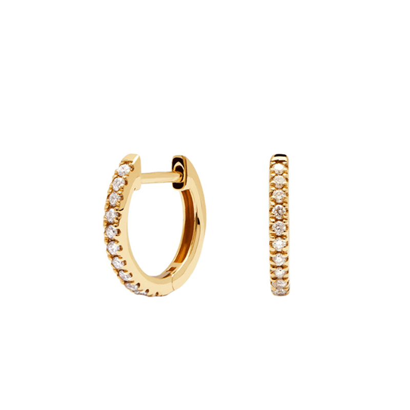 S925 Silver Huggie Hoop Earrings with Paved Stones