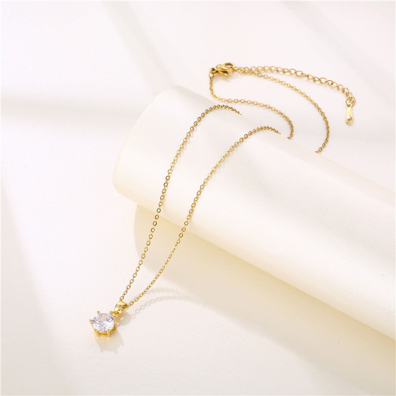 Classic Six Prong Moissanite Shiny Necklace