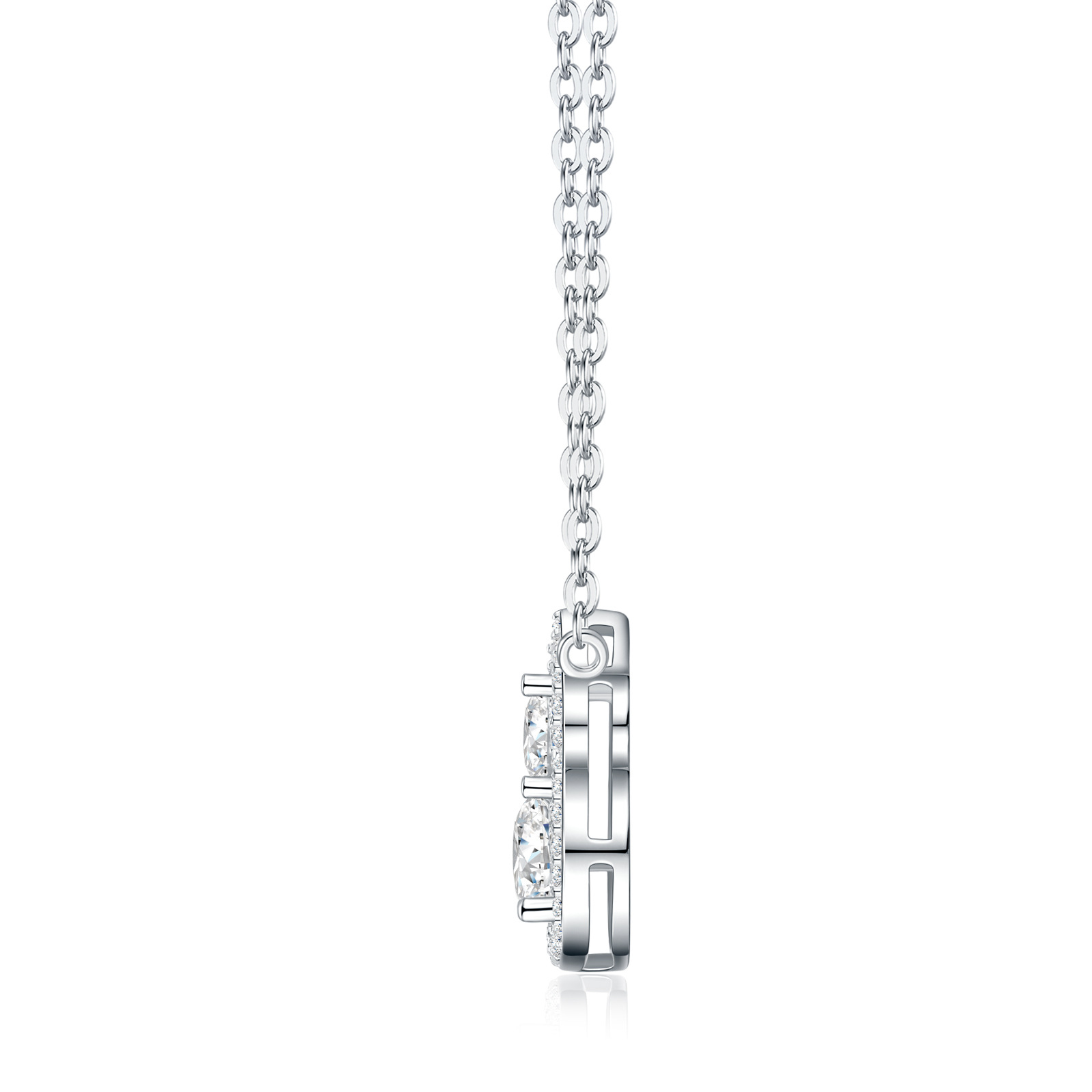 S925 Sterling Silver  Moissanite Gourd Necklace, Oval Cut Double Stone Hulu Pendant