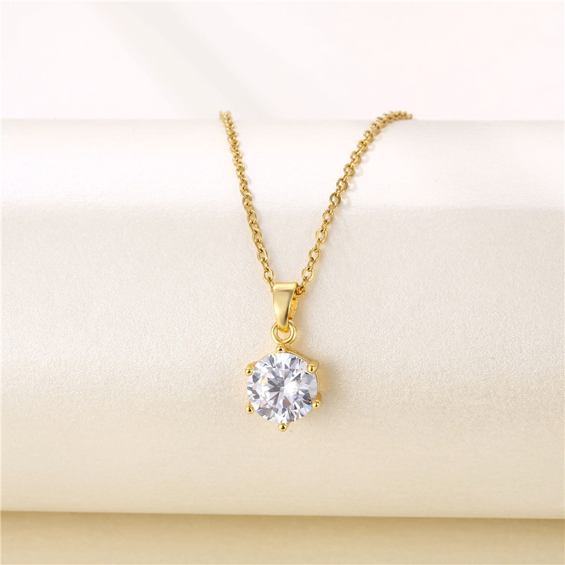 Classic Six Prong Moissanite Shiny Necklace