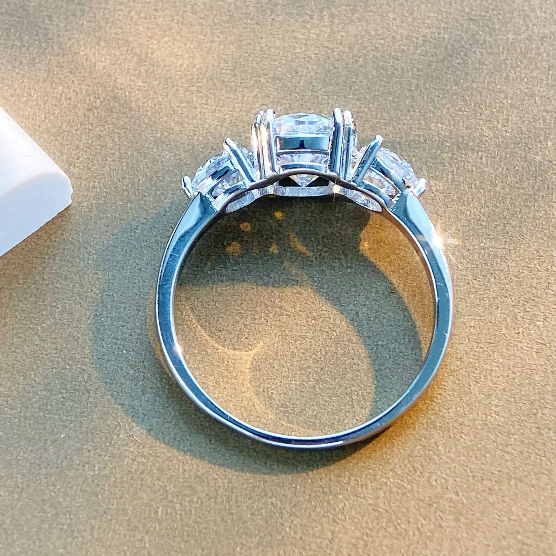Special Design Shiny Three Moissanite Ring