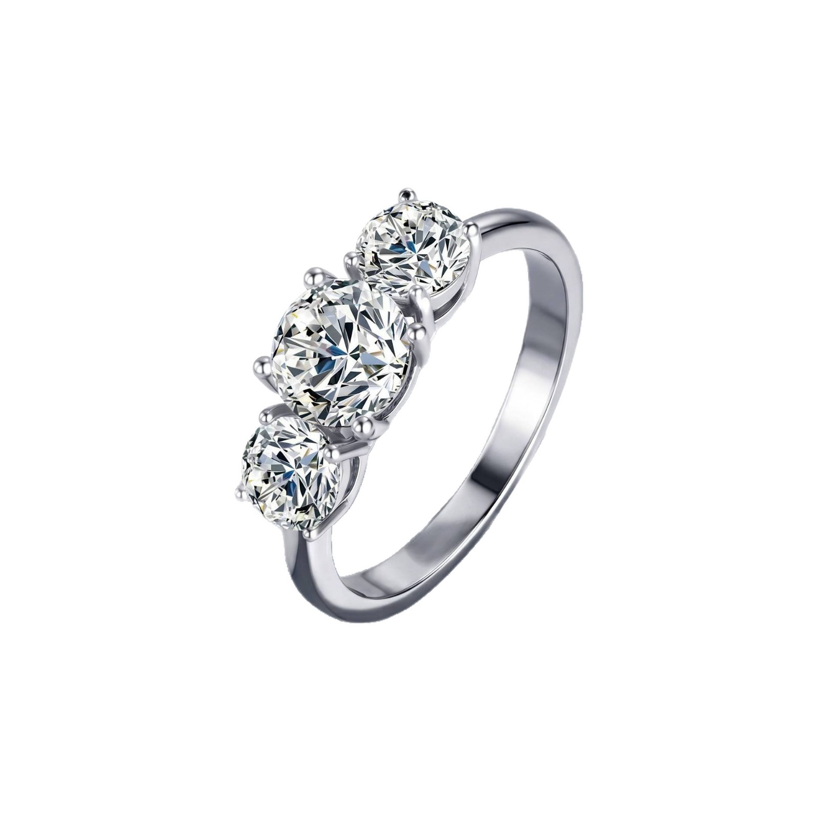 Special Design Shiny Three Moissanite Ring