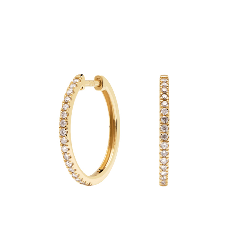S925 Silver Huggie Hoop Earrings with Paved Stones