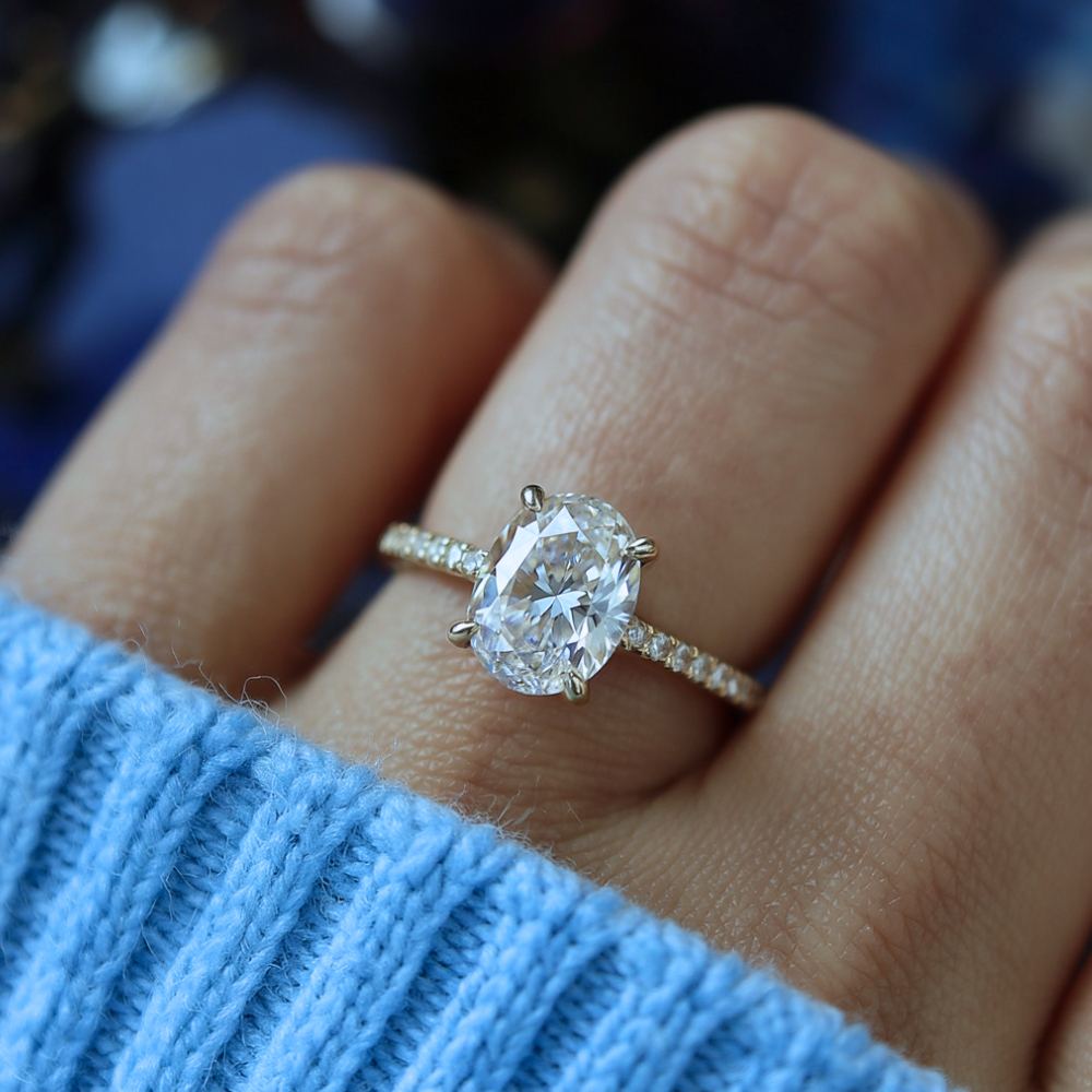 4.5CT Oval Cut Moissanite Engagement Ring for