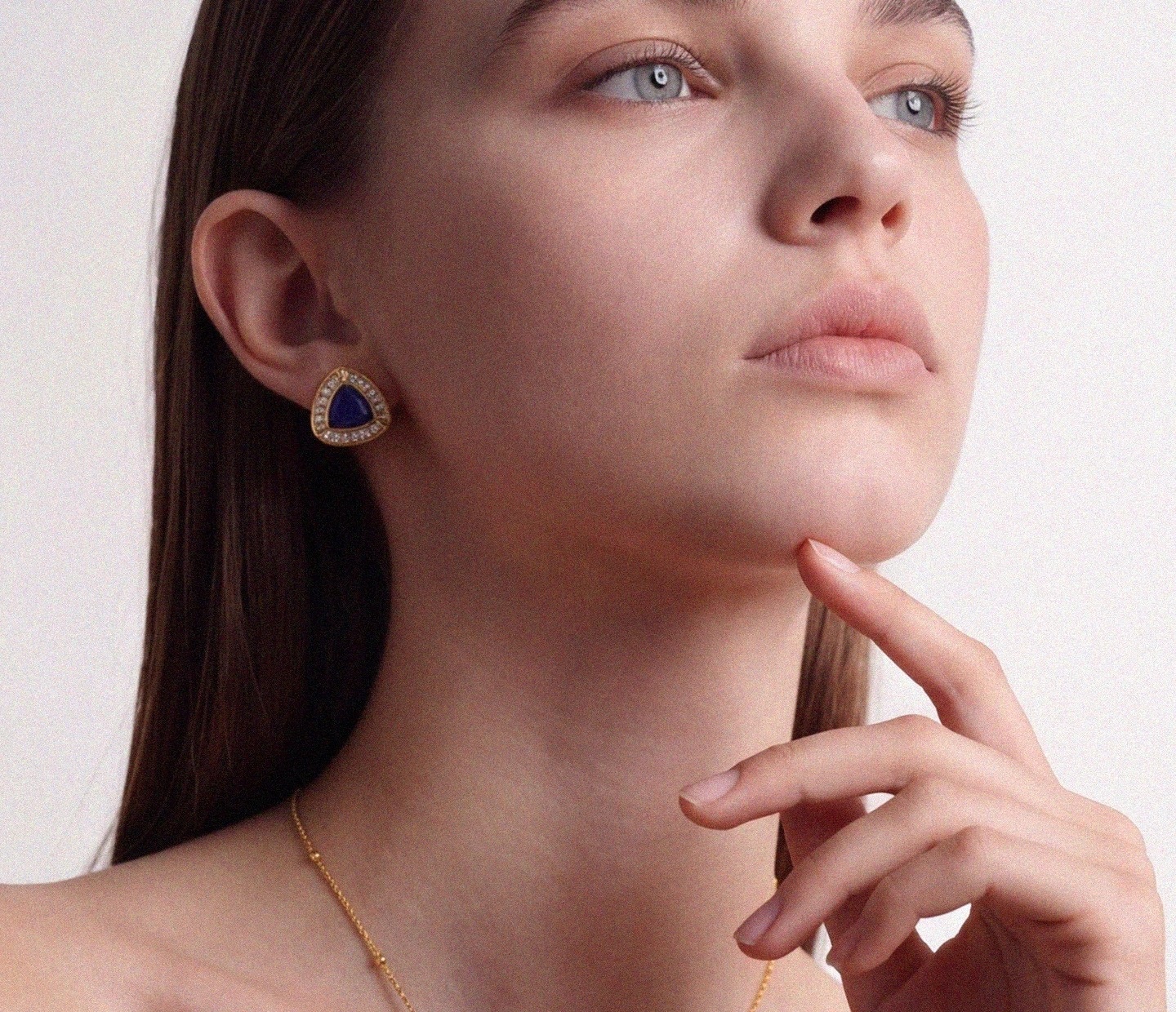 Natural Lapis Lazuli Triangle Pendant Necklace | Designer K-Gold Light Luxury Minimalist Necklace