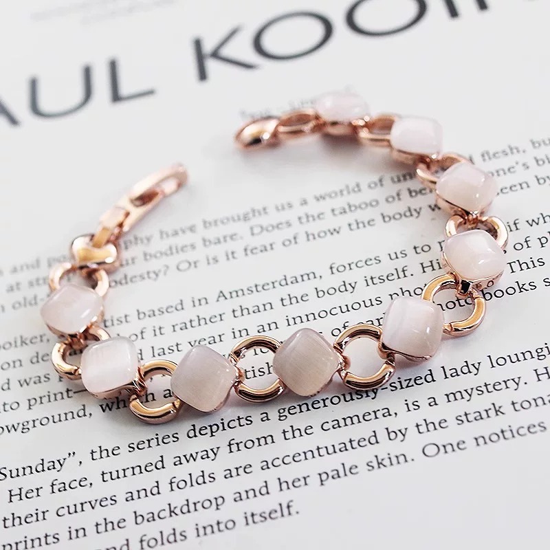 Geometric Rhombus Cat's Eye Bracelet | Designer Minimalist Stone Bracelet for Women