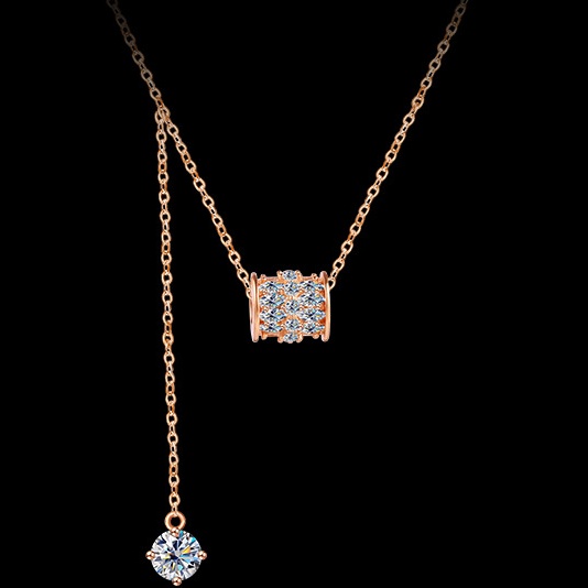 925 Sterling Silver Moissanite Lariat Necklace | Dainty Y-Drop Sweater Chain for Women
