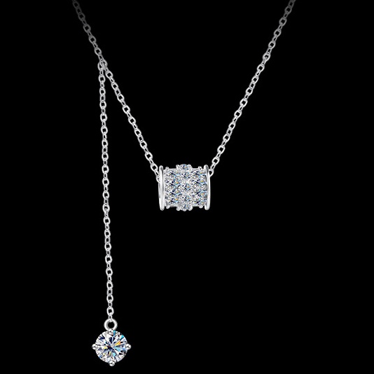 925 Sterling Silver Moissanite Lariat Necklace | Dainty Y-Drop Sweater Chain for Women