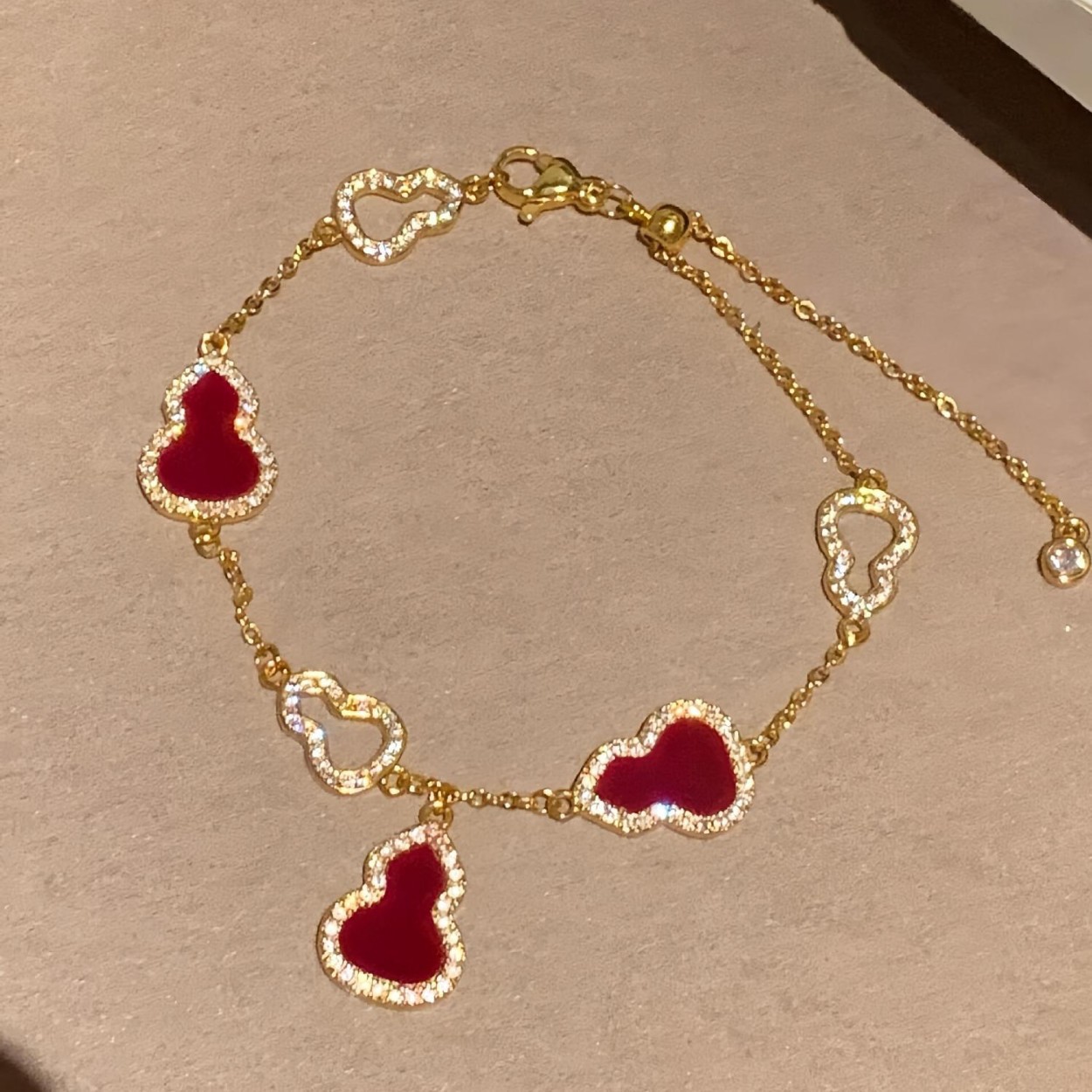 S925 Sterling Silver Fortune Gourd Charm Bracelet | Red Agate & Mother of Pearl Luck Bracelet for Women