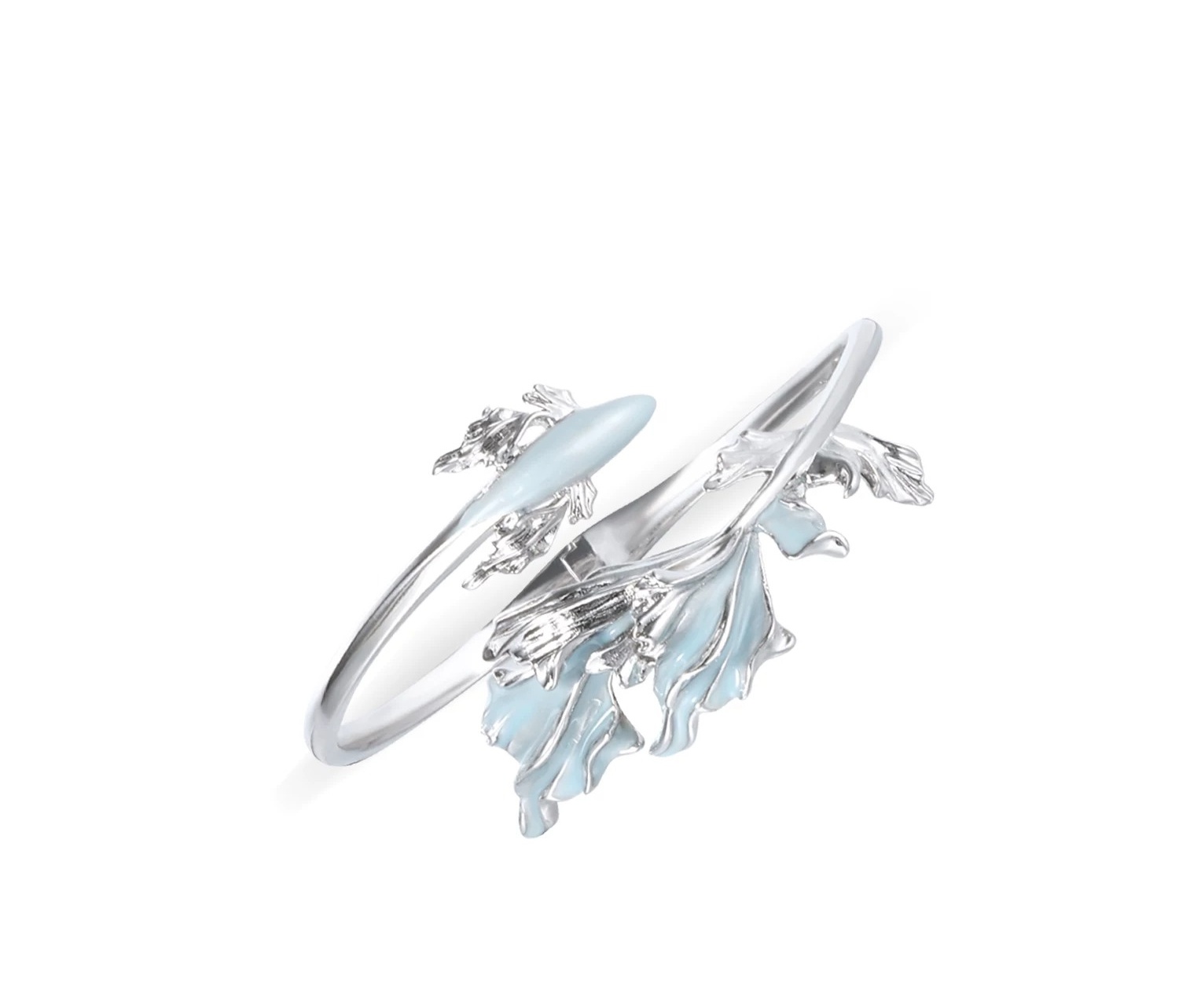 Gradient Enamel Swimming Fish Open Cuff Bracelet | Niche Luxury Cold Aesthetic Statement Bangle