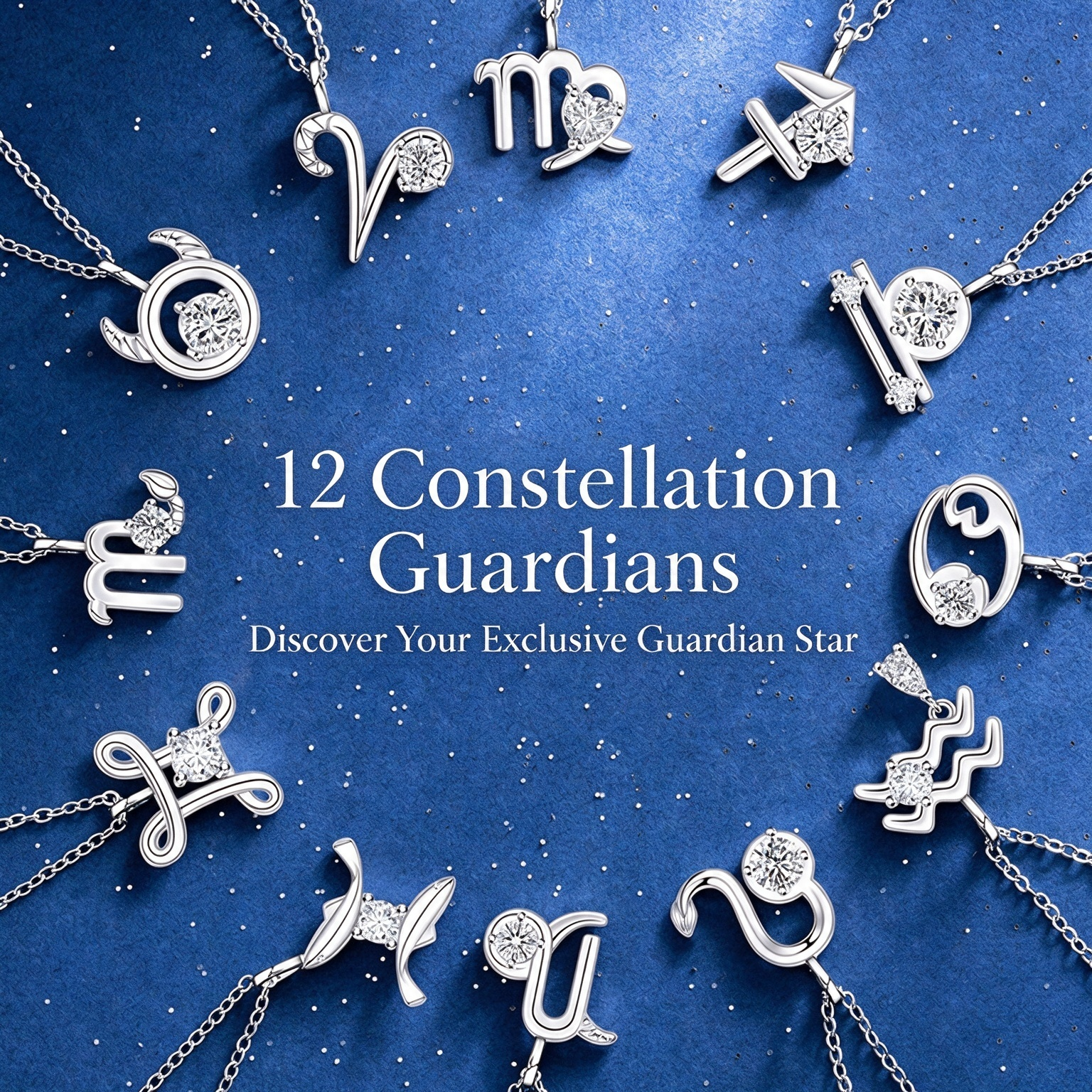 12 Constellation Pendant Necklace, Stainless Steel Zodiac Sign Clavicle Chain