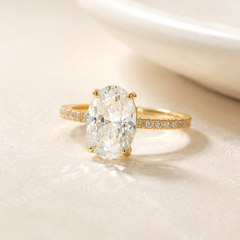 4.5CT Oval Cut Moissanite Engagement Ring for