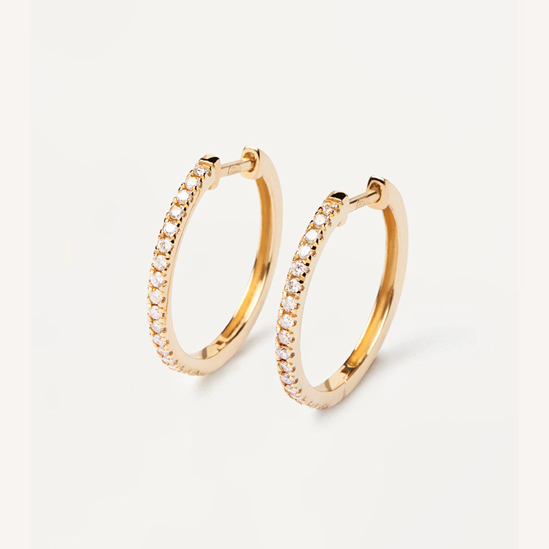 S925 Silver Huggie Hoop Earrings with Paved Stones