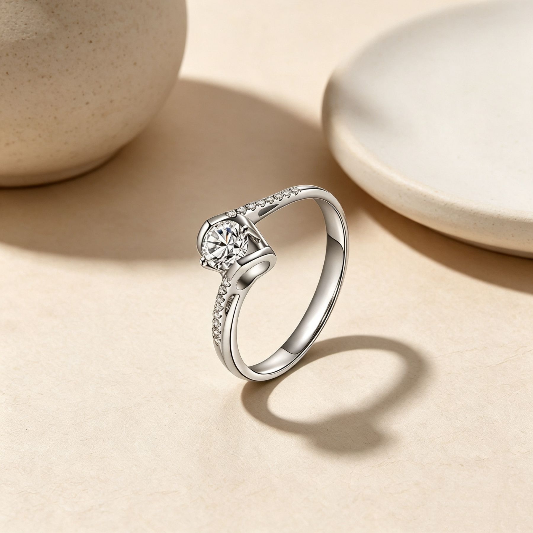 S925 Sterling Silver Angel's Kiss Twist Band Moissanite Ring, Colored Moissanite Engagement Ring