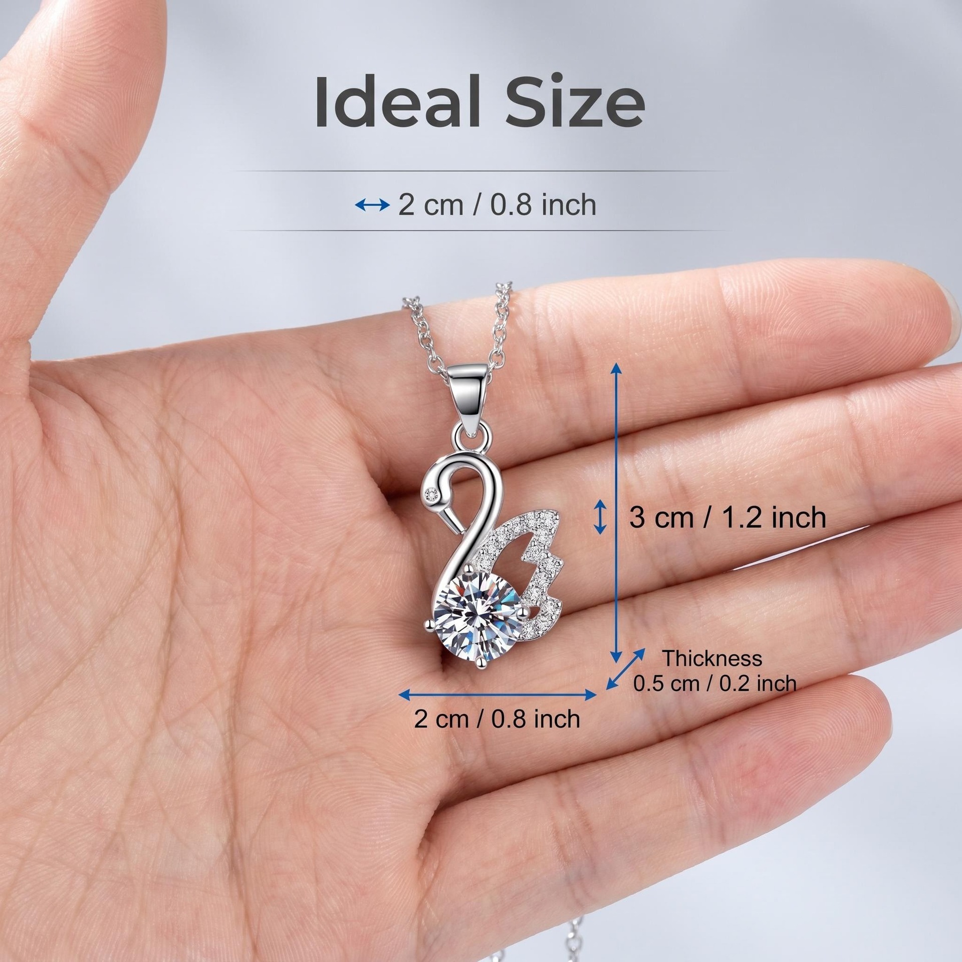 1 Carat Moissanite Swan Pendant Necklace | S925 Sterling Silver Korean Style Minimalist Clavicle Chain