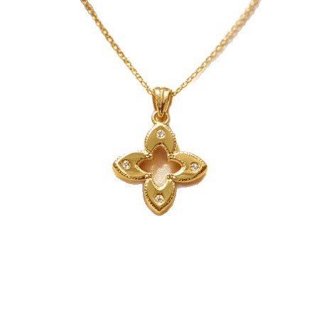 18K Solid Gold Four Leaf Flower Pendant Necklace, Sparkling Moissanite Clover Necklace, Elegant Lucky Amulet Jewelry for