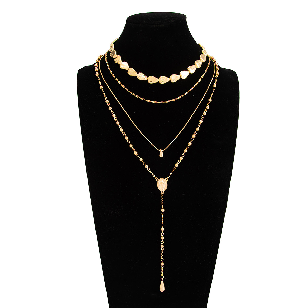 Irregular CCB Bead Layered Y Lariat Necklace Women Minimalist Ins Style Choker Collarbone Chain