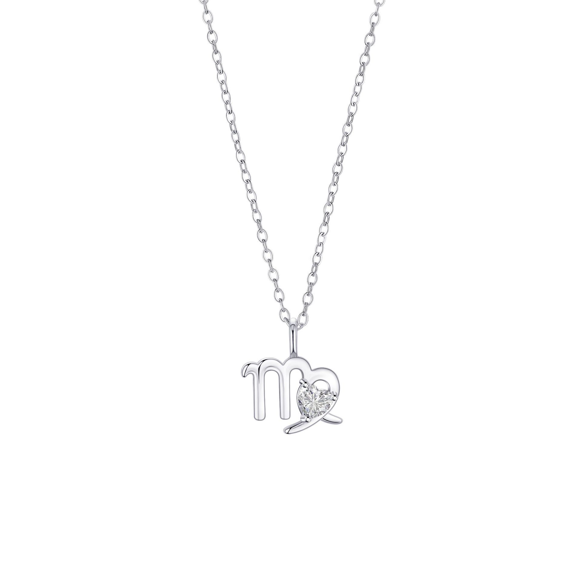 12 Constellation Pendant Necklace, Stainless Steel Zodiac Sign Clavicle Chain
