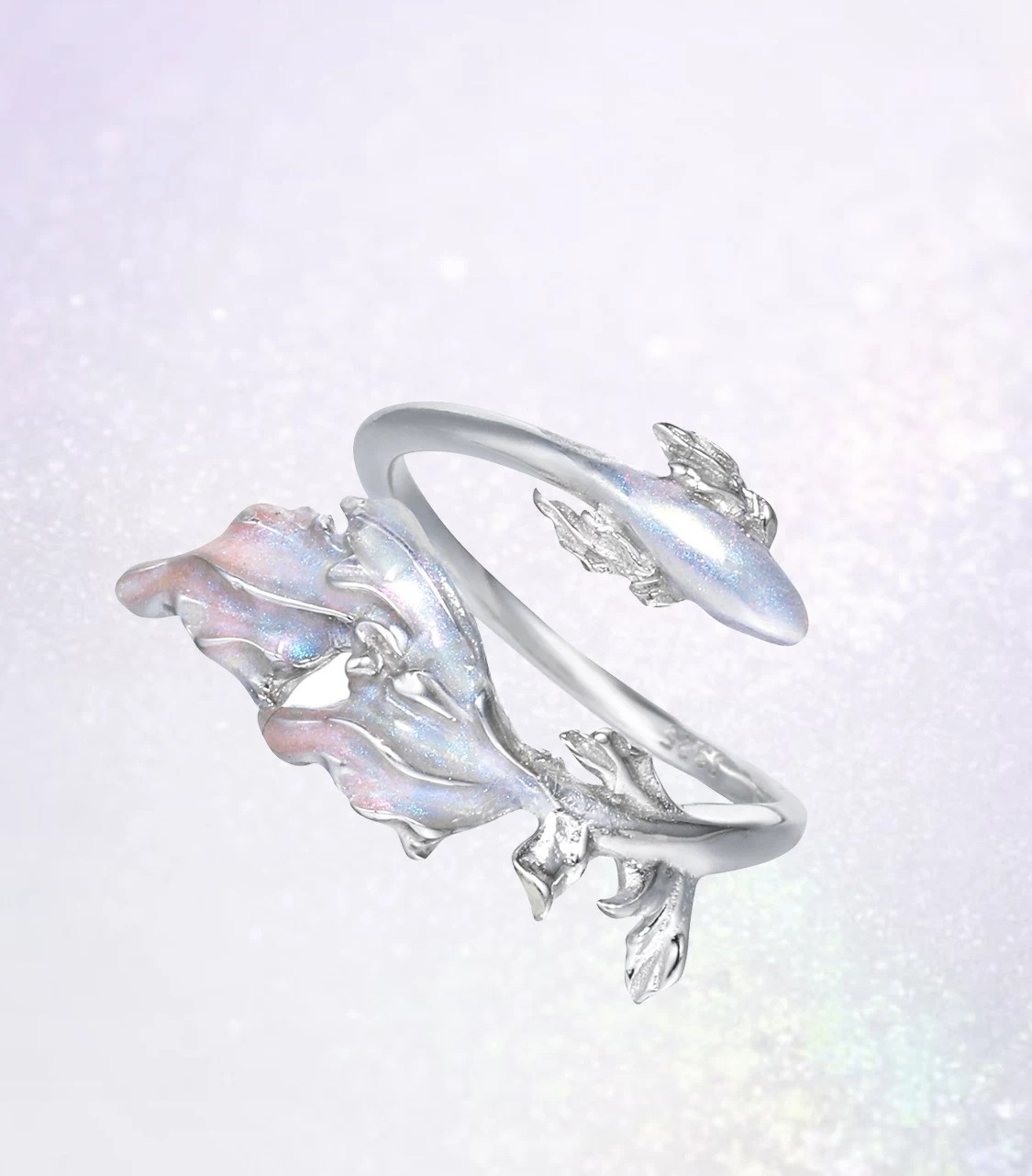 925 Sterling Silver Gradient Enamel Fish Open Ring | Original Niche Luxury Adjustable Statement Ring (2 Colors)