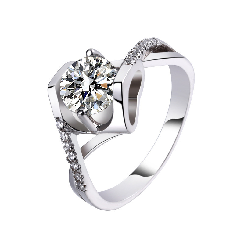 S925 Sterling Silver Angel's Kiss Twist Band Moissanite Ring, Colored Moissanite Engagement Ring