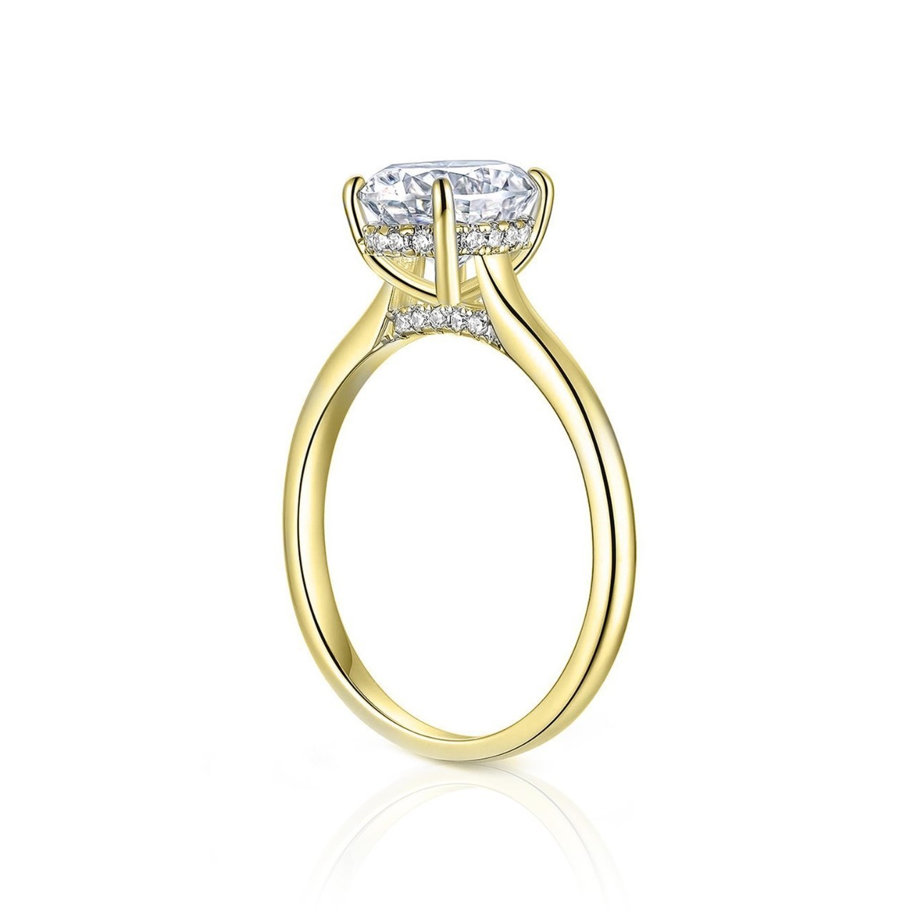 Oval 2 Carat Moissanite Engagement Ring, S925 Sterling Silver Solitaire Promise Ring