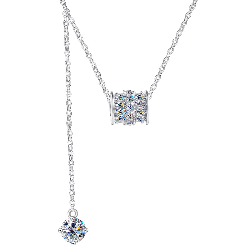 925 Sterling Silver Moissanite Lariat Necklace | Dainty Y-Drop Sweater Chain for Women