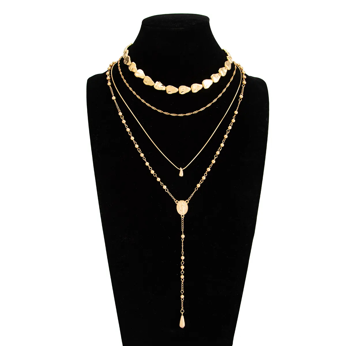 Irregular Gold Multi-Layer Necklace Set | Stackable Choker & Long Sweater Chain