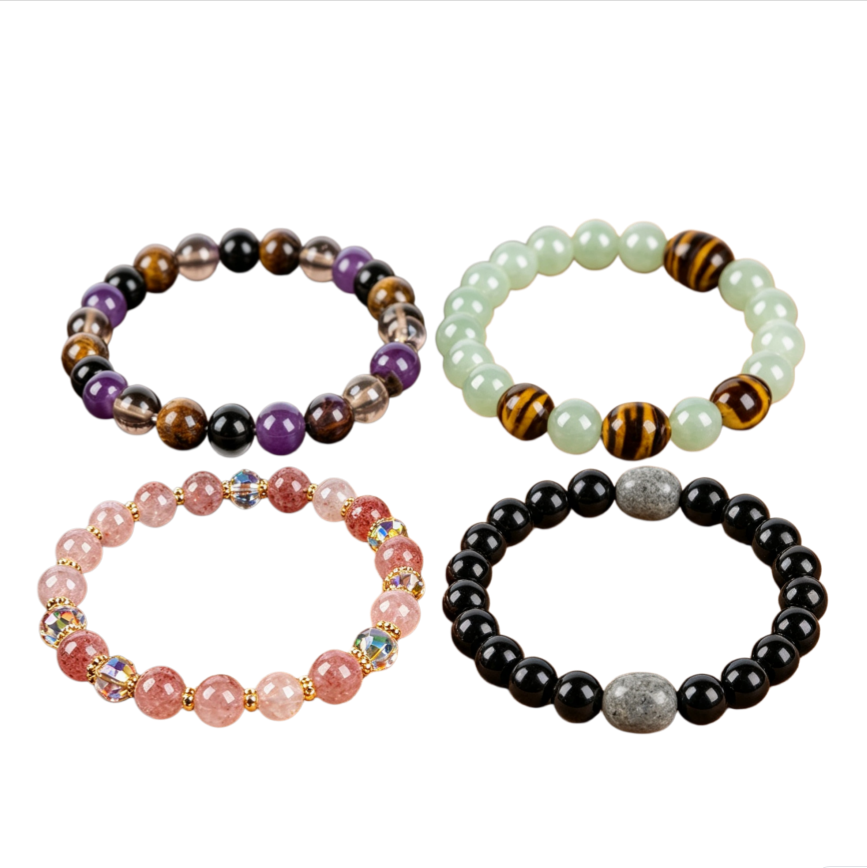 Energy Sanctuary 4-Piece Natural Gemstone Healing Bracelet Set