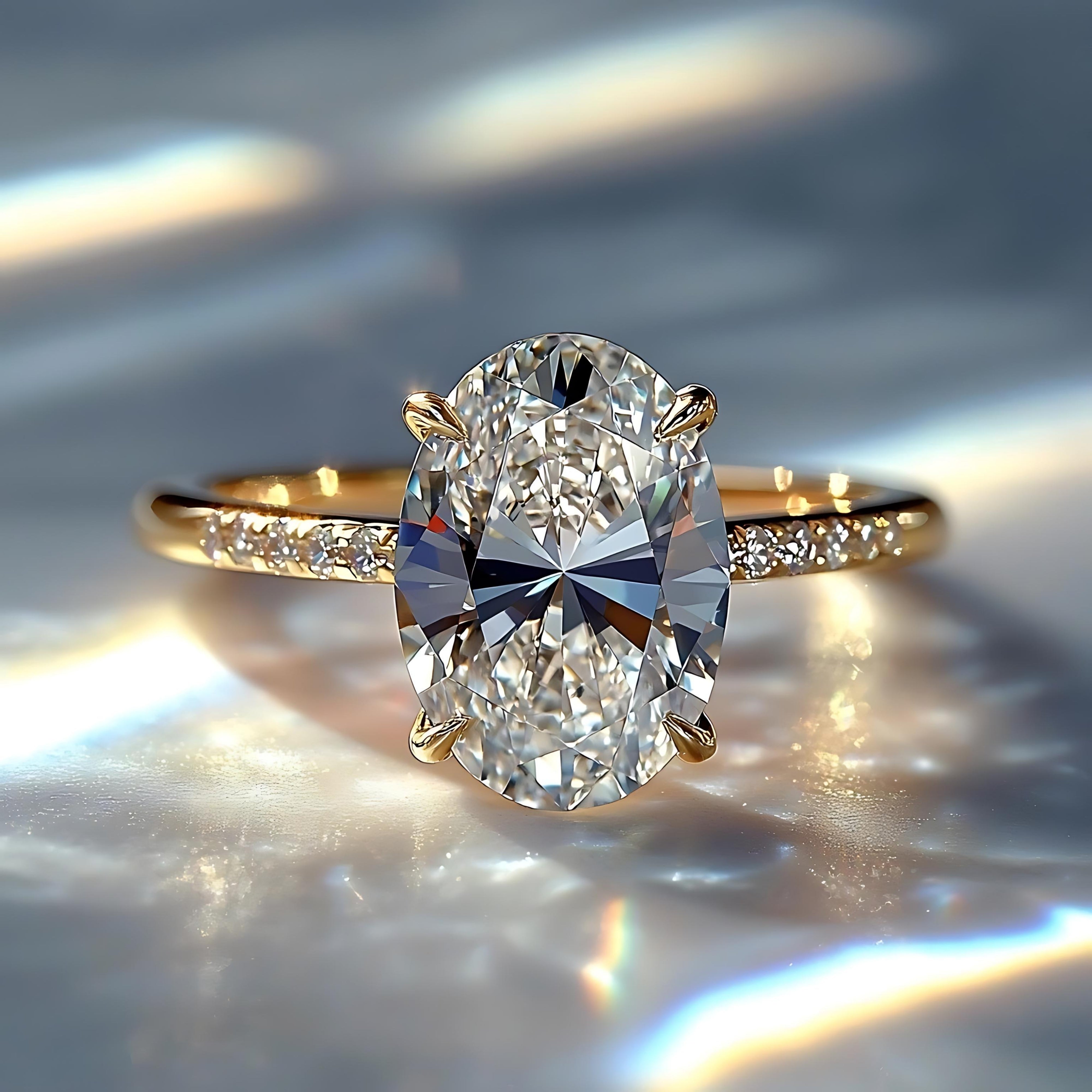 4.5CT Oval Cut Moissanite Engagement Ring for