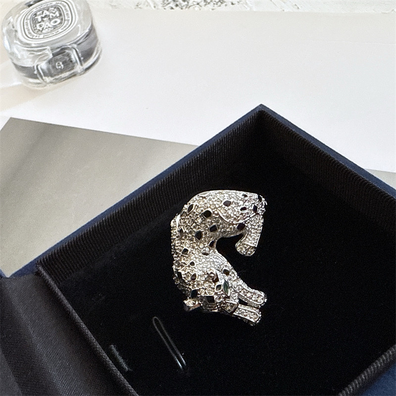 Vintage Pave CZ Leopard Open Ring, Heavy Metal Statement Panther Ring