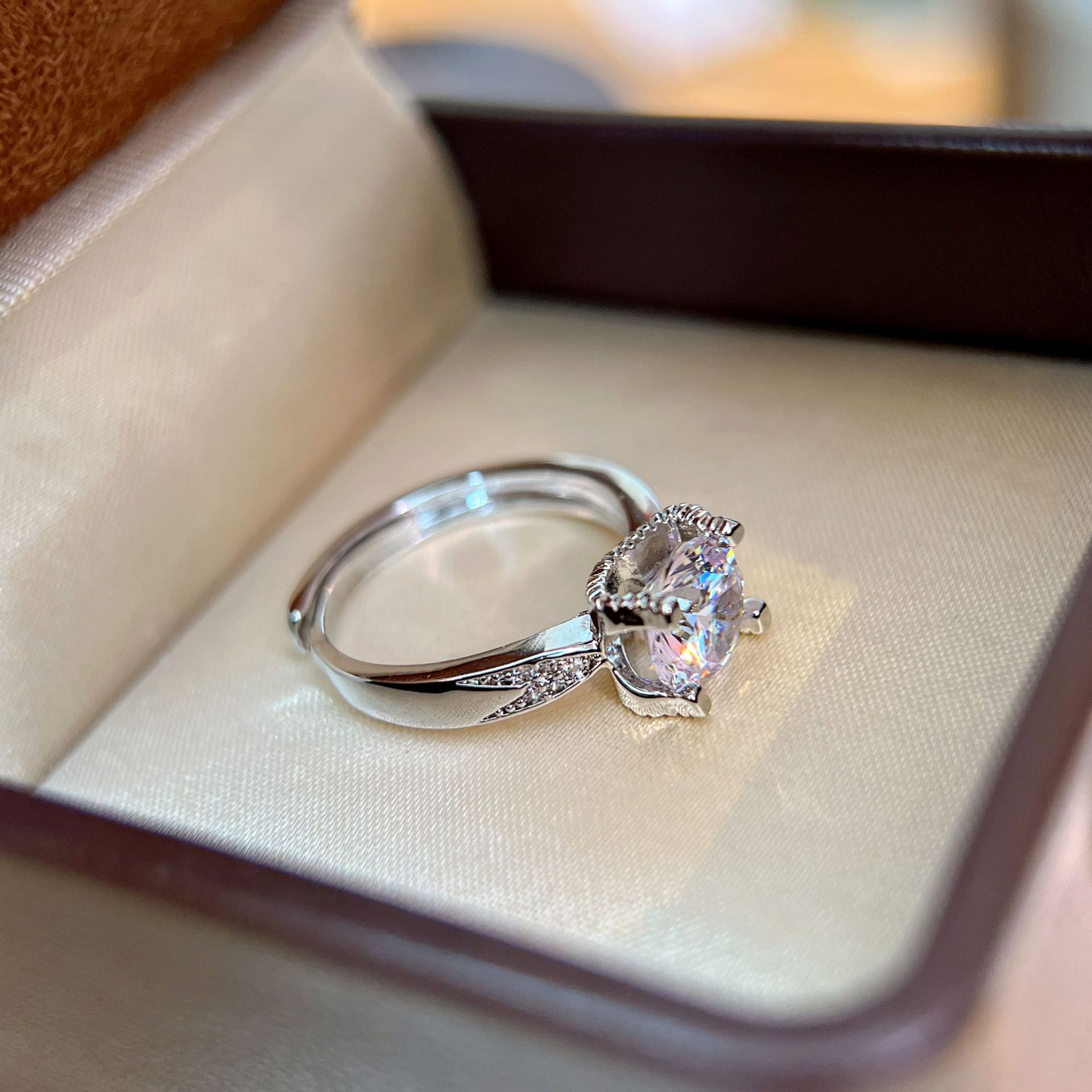 S925 Sterling Silver Moissanite Engagement Ring