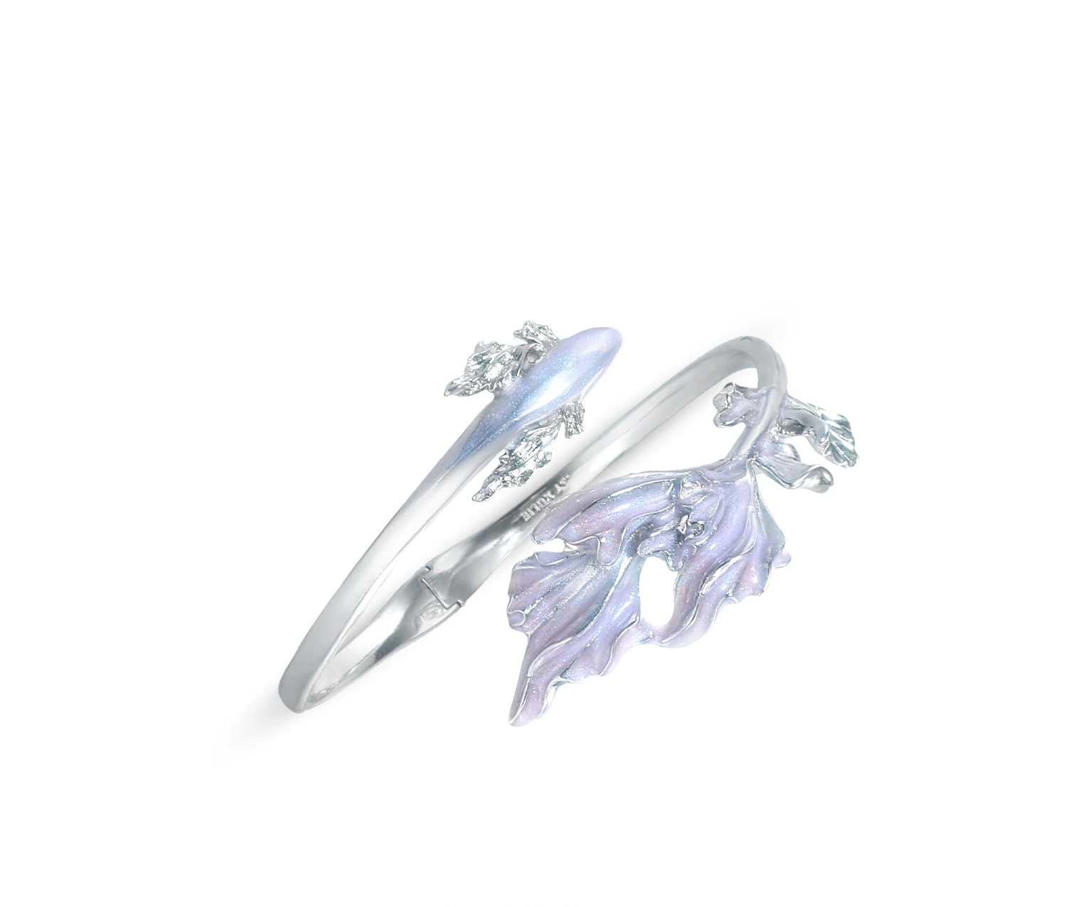 Gradient Enamel Swimming Fish Open Cuff Bracelet | Niche Luxury Cold Aesthetic Statement Bangle