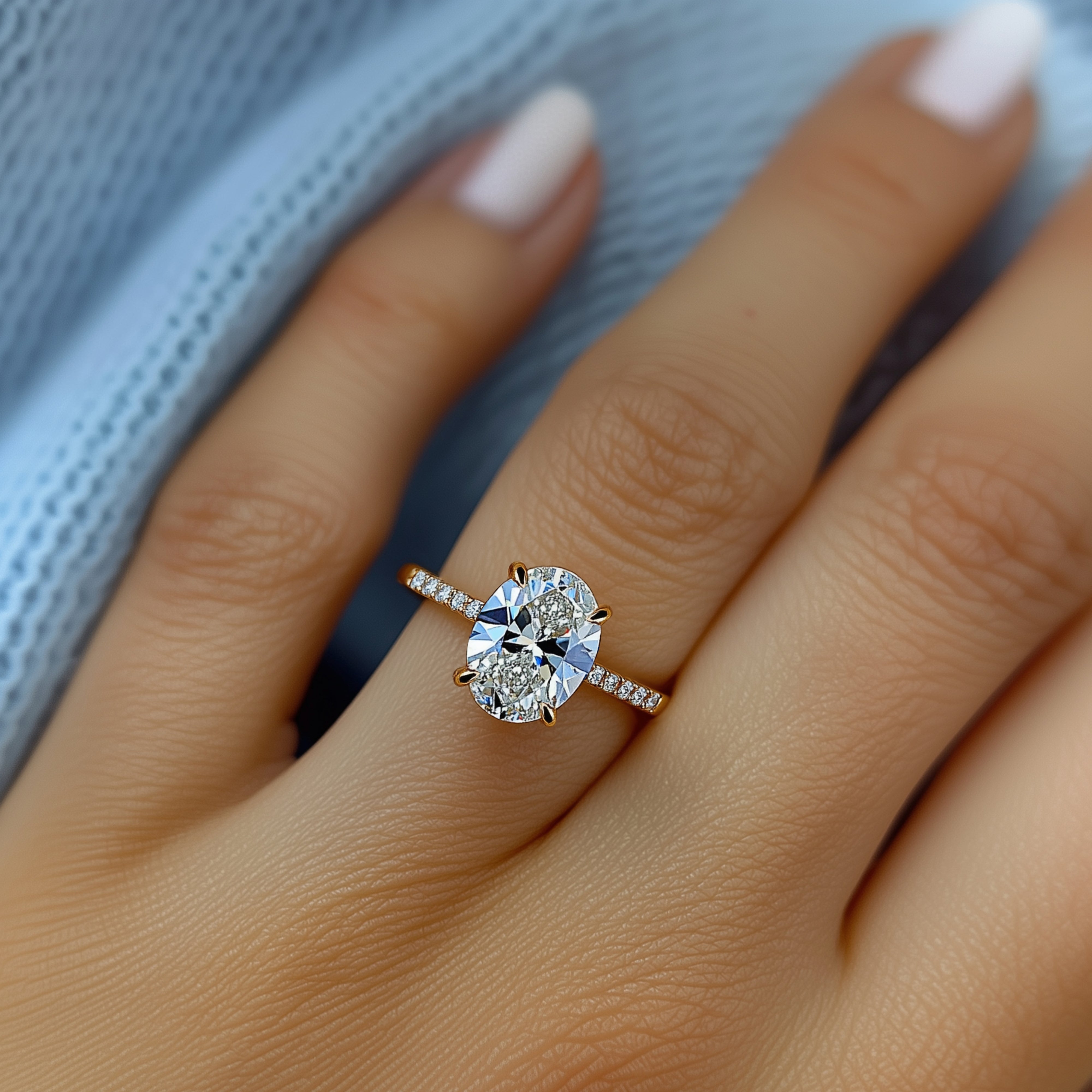 4.5CT Oval Cut Moissanite Engagement Ring for