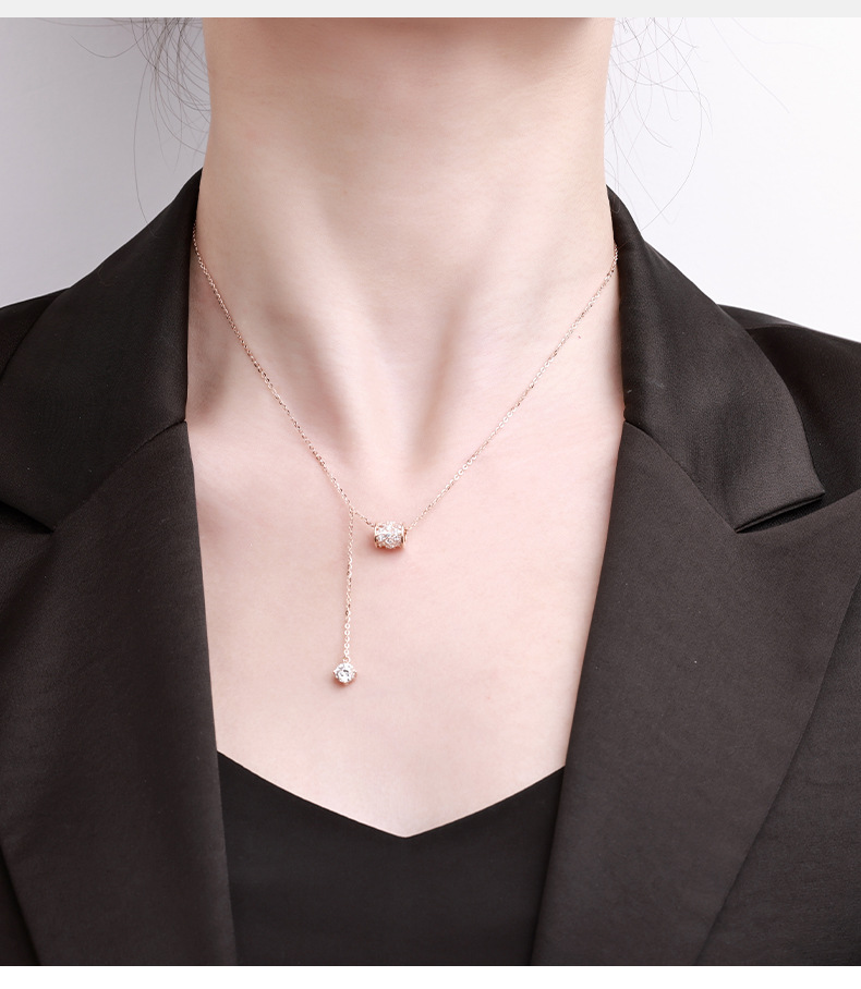 925 Sterling Silver Moissanite Lariat Necklace | Dainty Y-Drop Sweater Chain for Women