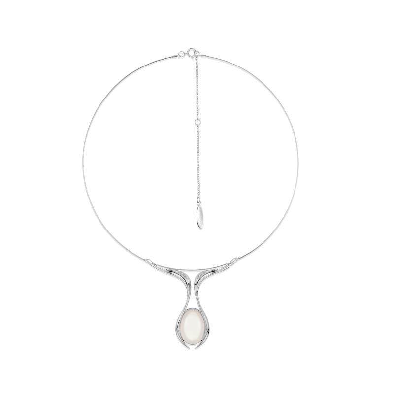 New Chinese Style Moon Choker Necklace White Gold Teardrop Pendant Elegant Necklaces for Women