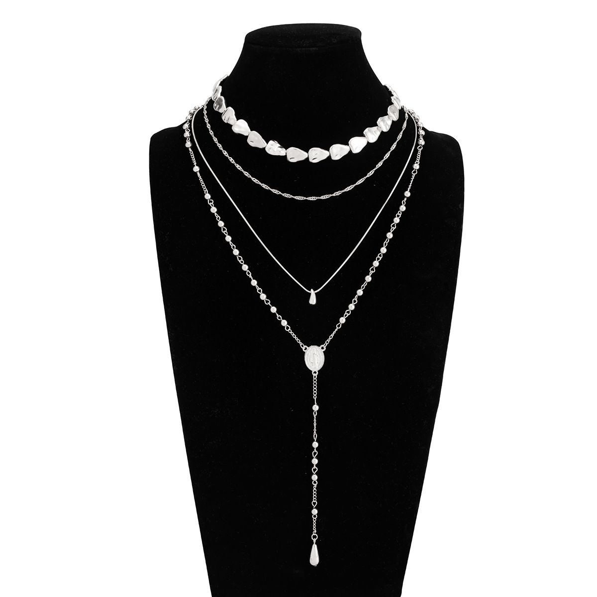 Irregular CCB Bead Layered Y Lariat Necklace Women Minimalist Ins Style Choker Collarbone Chain