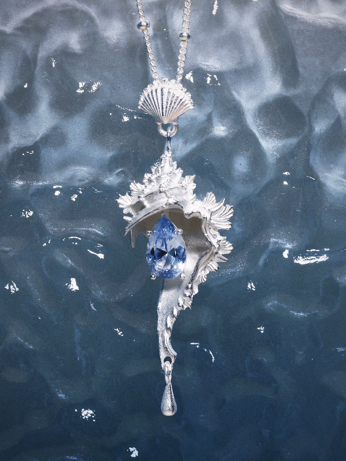 Echo Conch Pendant Necklace, S925 Sterling Silver Ocean Themed Necklace