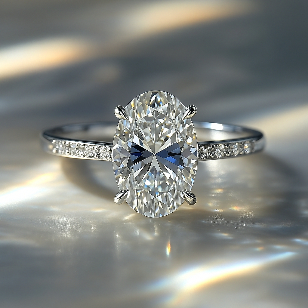 4.5CT Oval Cut Moissanite Engagement Ring for